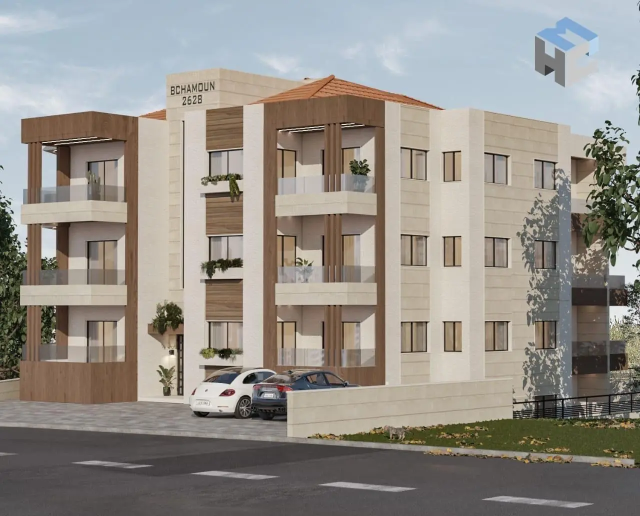Illustration of Bchamoun 2628 building front view from another angle